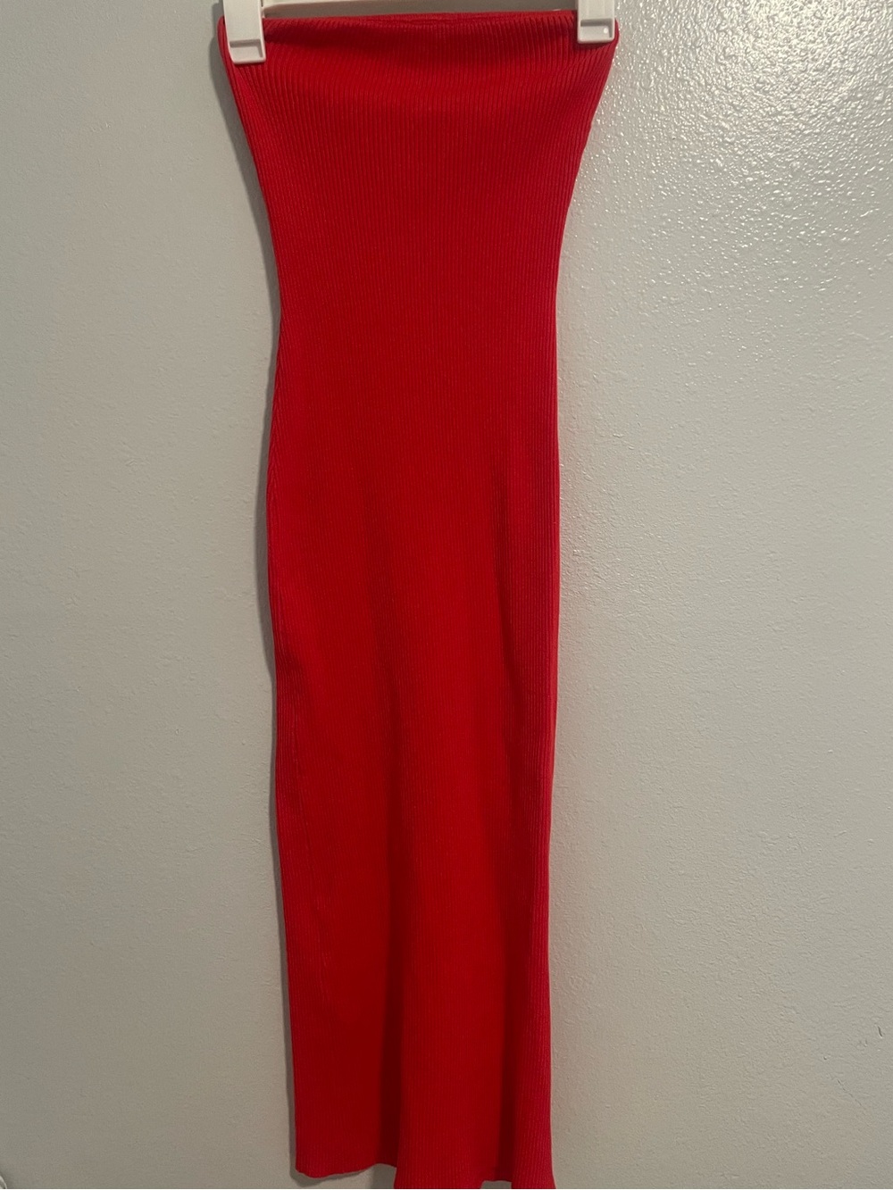 H&M Red Ribbed Tube Maxi Dress